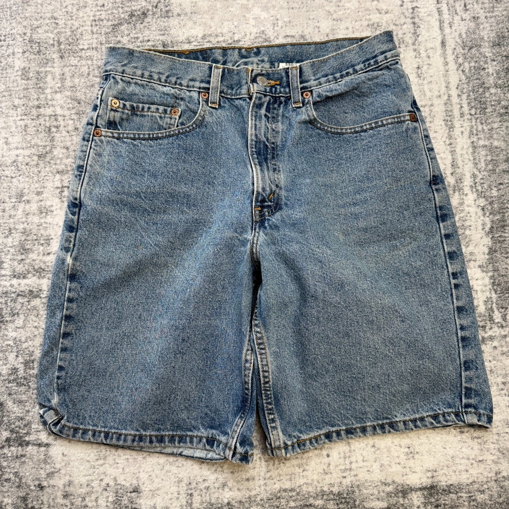 VTG Levis Jean Shorts Mens 32 (Fits 30) 505 Relaxed Fit Blue Denim Jorts Dad Y2K